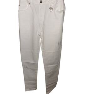 Pain Size 32 All White Cotton Premium Designer With Spiders MSRP over 250